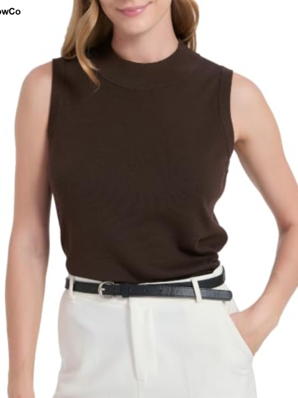 100% Merino Wool Sweater Tank Top Mock Neck Sleeveless Vest